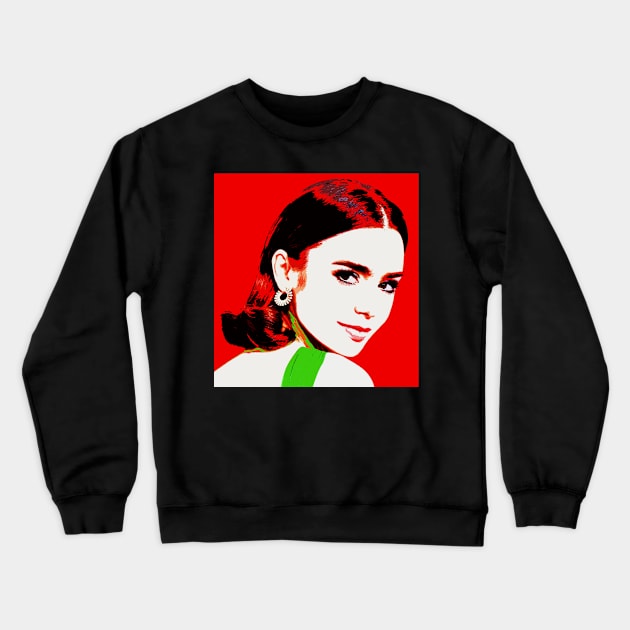 lily collins Crewneck Sweatshirt by oryan80